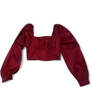 SHEIN Burgundy Long Sleeve Blouse